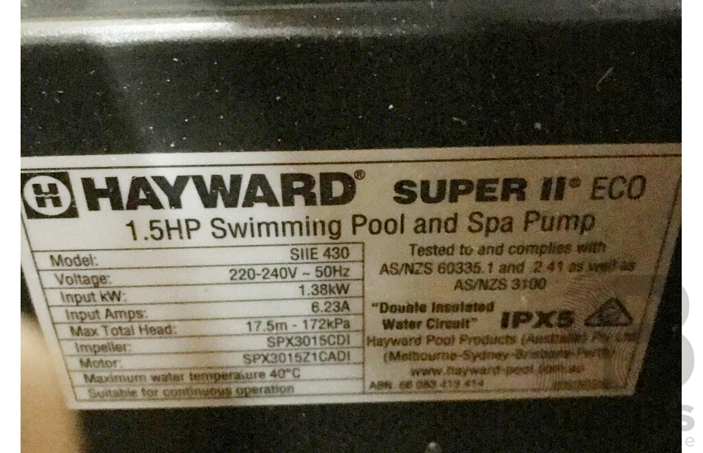 Hayward Super II 1.5HP ECO Swimming Pool and Spa Pump