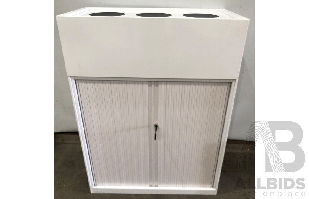 Tambour Storage Cabinet with Pot Plant Insert