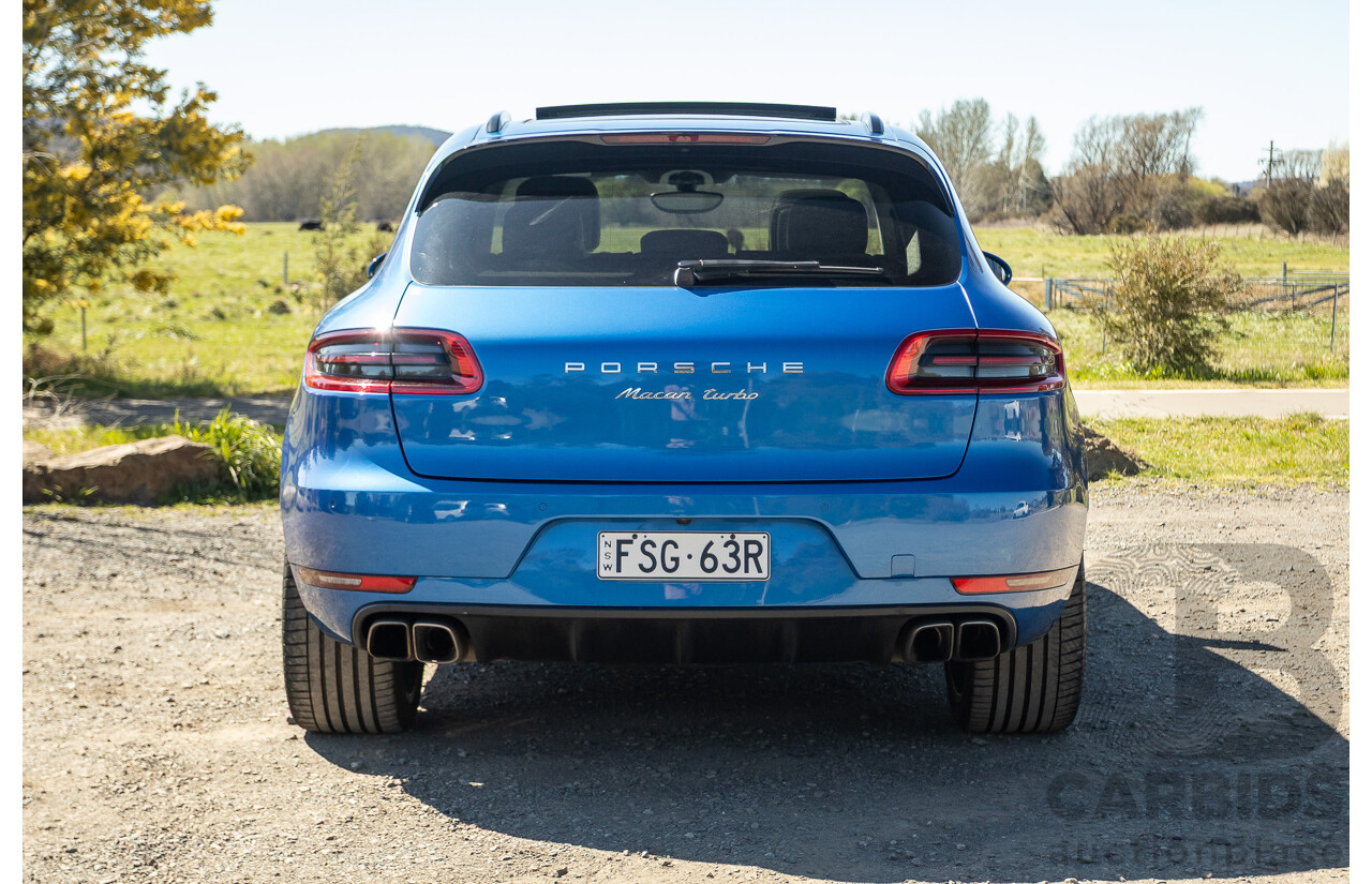 04/2015 Porsche Macan Turbo (AWD) 95B MY15 4d Wagon Sapphire Blue Metallic Twin Turbo V6 3.6L