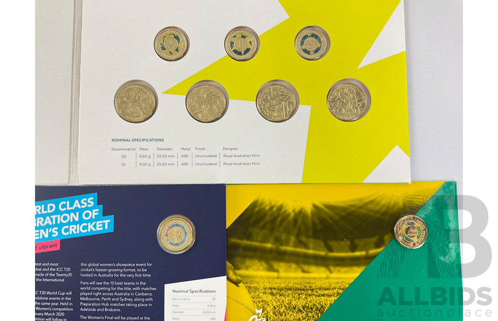 Three Australian RAM Coin Issues Including 2020 Women's T20 Cup, 2019 Wallabies, 2022 Commonwealth Games