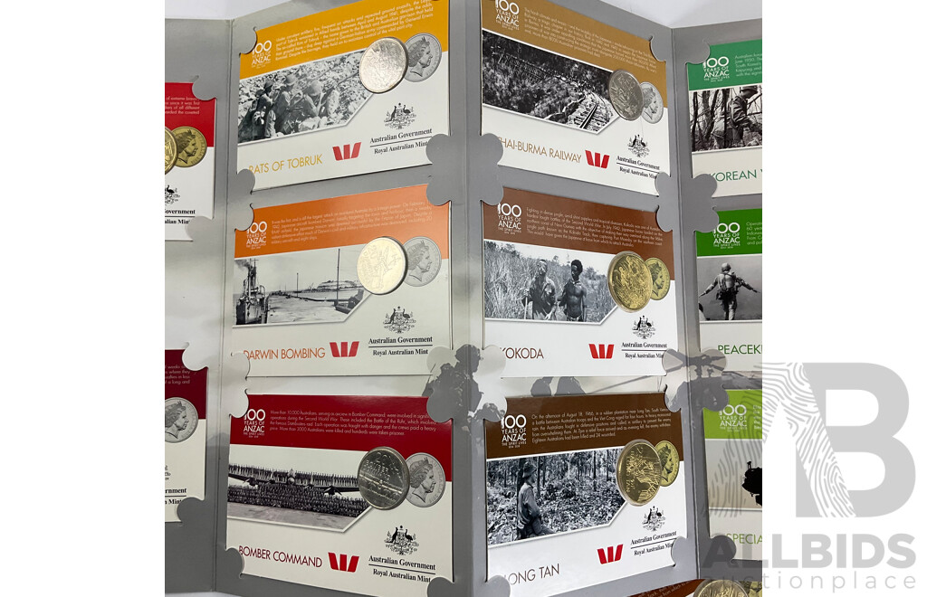 Australian RAM 2016 ANZAC to Afghanistan Coin Collection and Eight 2018 One Hundred Years of ANZAC UNC Coins
