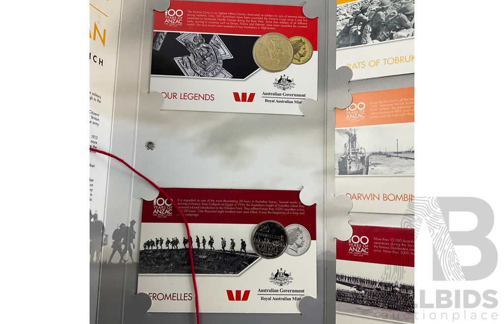 Australian RAM 2016 ANZAC to Afghanistan Coin Collection and Eight 2018 One Hundred Years of ANZAC UNC Coins