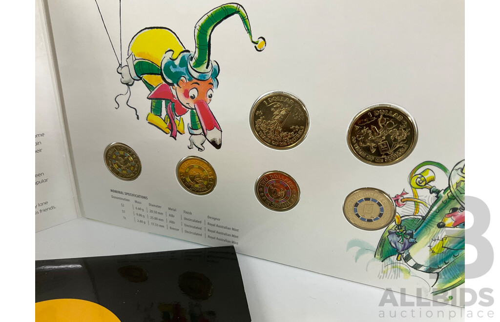 Australian RAM 2021 Six UNC Coin Set, 50th Anniversary of the Aboriginal Flag with 2019 Seven Coin Mr Squiggle Set
