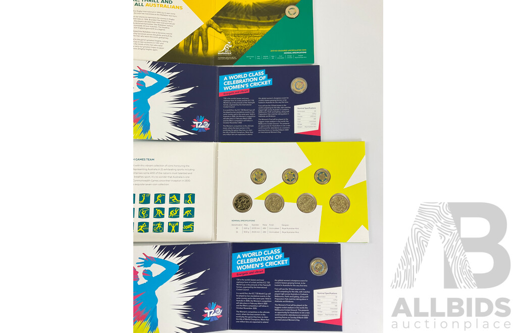 Four Australian RAM Coin Issues Including Two 2020 Women's T20 Cup, 2019 Wallabies, 2022 Commonwealth Games