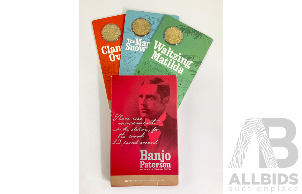 Australian RAM 2020 Three Commemorative Fifty Cent Coin Set, Banjo Paterson