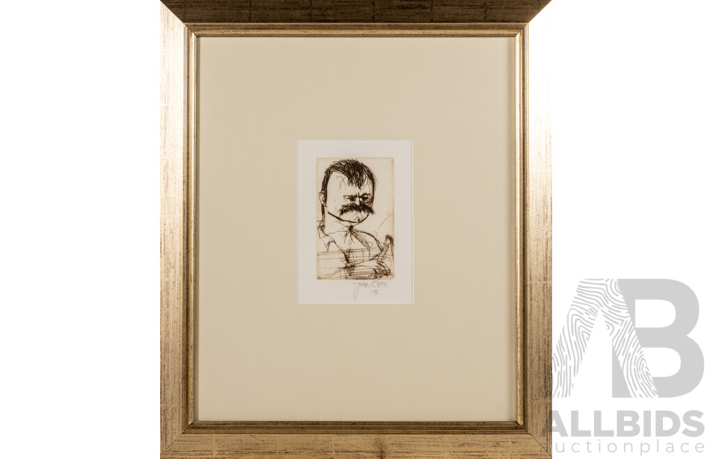 John Olsen, (20th Century, Australian, 1928-2023), Portrait of Robert Littlewood, Original Limited Edition Etching, 58 x 50 cm (frame)