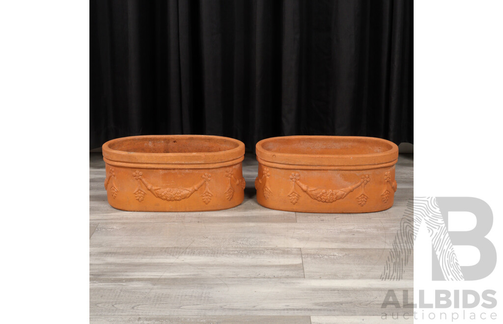 Pair of Oval Terracotta Planters