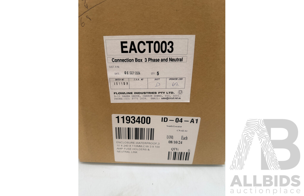 Box of 5x Flowline Industries Connection Box (Electrical)