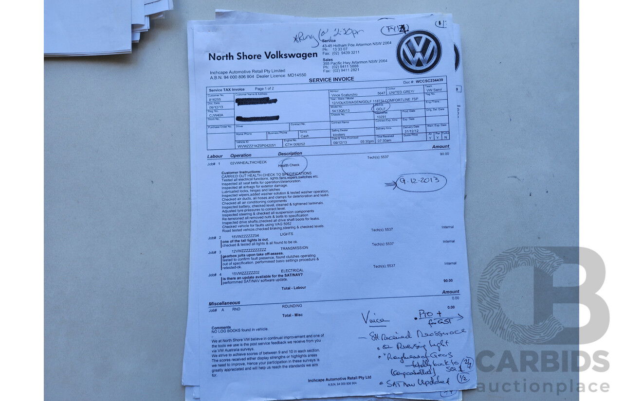 11/2012 Volkswagen Golf 118 TSI Comfortline 1K MY13 5d Hatchback Grey 1.4L