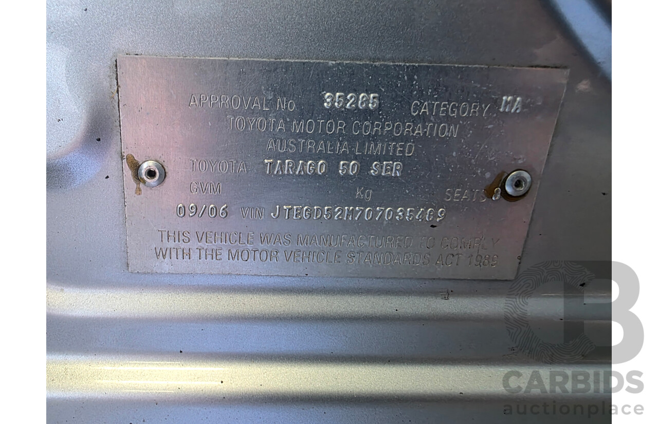 9/2006 Toyota Tarago GLX ACR50R 4d Wagon Silver 2.4L - 8 Seats