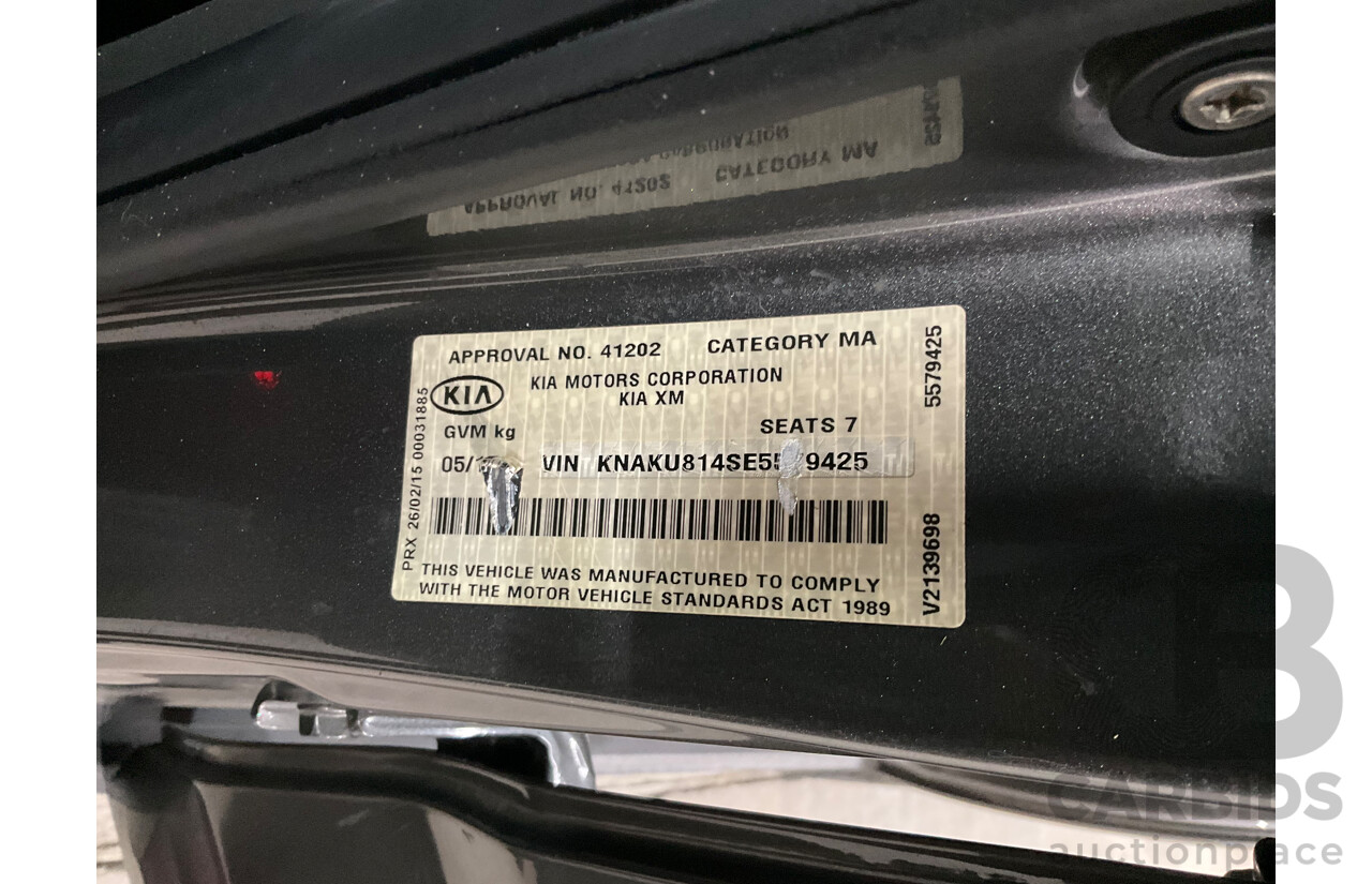 5/2015 Kia Sorento Platinum (4x4) XM MY15 4d Wagon Platinum Graphite Metallic Turbo Diesel 2.2L - 7 Seater