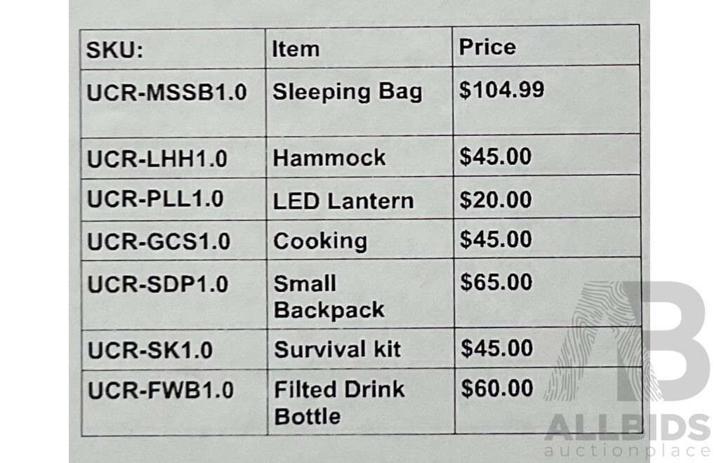 U.C.R Adventures Hiking Essentials Package 2 - ORP $ 384.99
