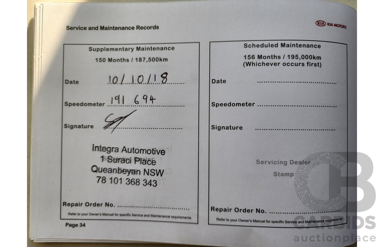4/2010 Kia Sorento Platinum (4x4) XM 4d Wagon Black 2.2L