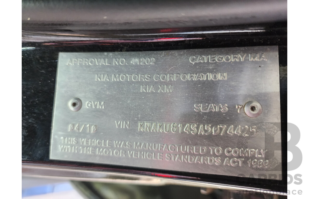 4/2010 Kia Sorento Platinum (4x4) XM 4d Wagon Black 2.2L
