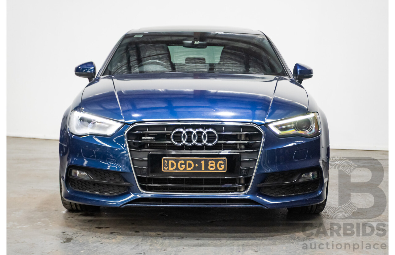 03/2016 Audi A3 1.8 TFSI Ambition Quattro (AWD) 8V MY16 4D Sedan Scuba Blue Metallic Turbo 1.8L
