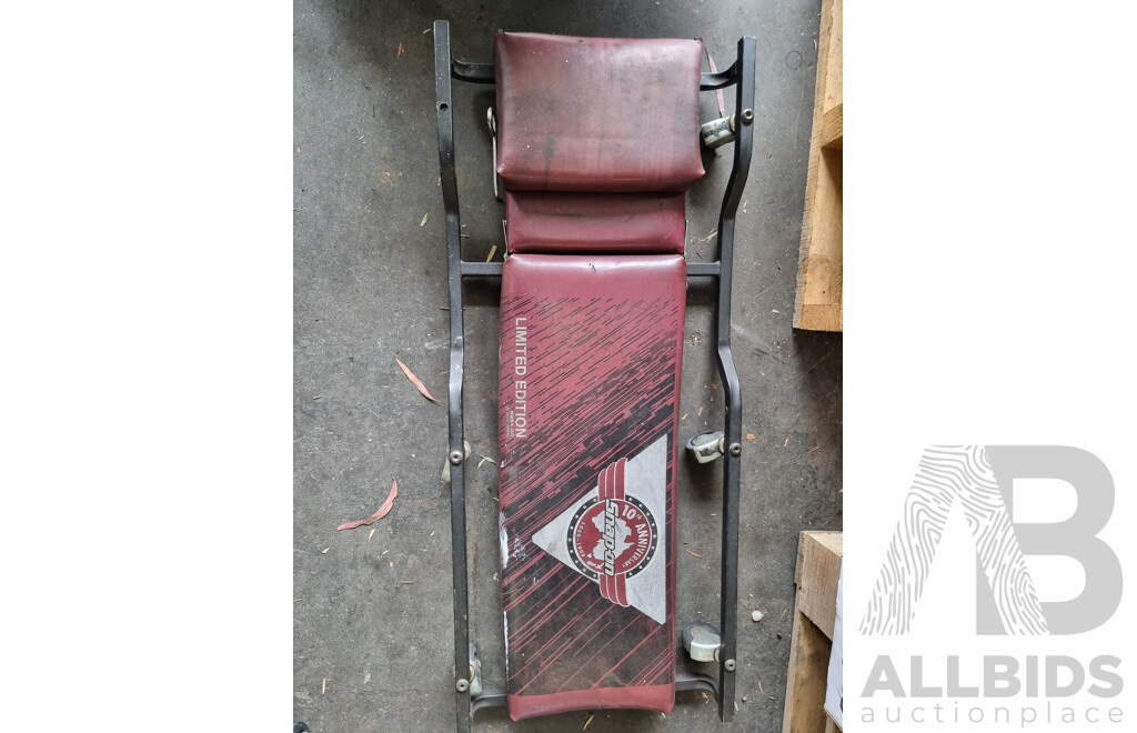 Assorted Job Lot - Wheeled Toolbox Padded Seat & Limited Edition Snap-On Mechanics Wheeled Lay-down Creeper ETC