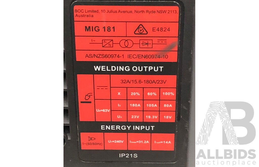 BOC Smootharc 181 MIG Welder