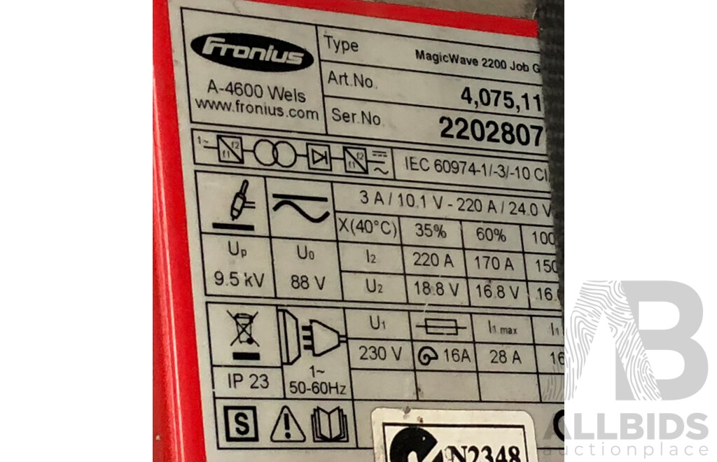Fronius MagicWave 2200 TIG Welding Machine