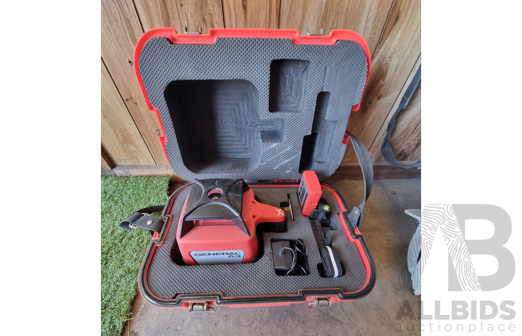 Assorted Job Lot - General A3 Pro Rotary Laser Level, Tripod, Crossliner & Powerline ETC