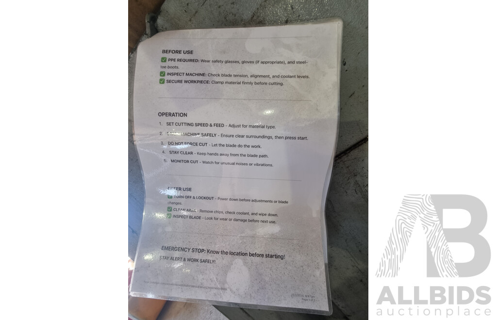 2012, Hafco Metal Master Swivel Head Dual Mitre Metal Cutting Band Saw