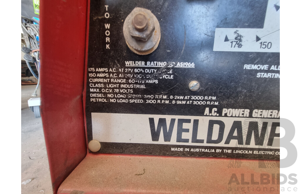 Lincoln Welder/Electric Petrol Powered Briggs & Stratton Generator Combo - WeldanPower 175
