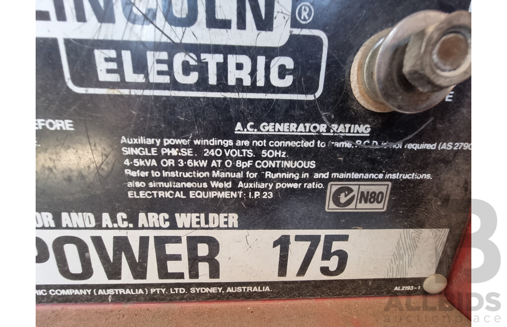 Lincoln Welder/Electric Petrol Powered Briggs & Stratton Generator Combo - WeldanPower 175
