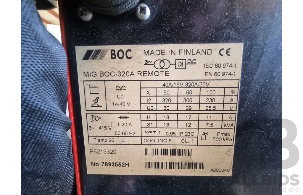 Boc Gas 320R Mig Remote Welder with WF2 Wire Feeder