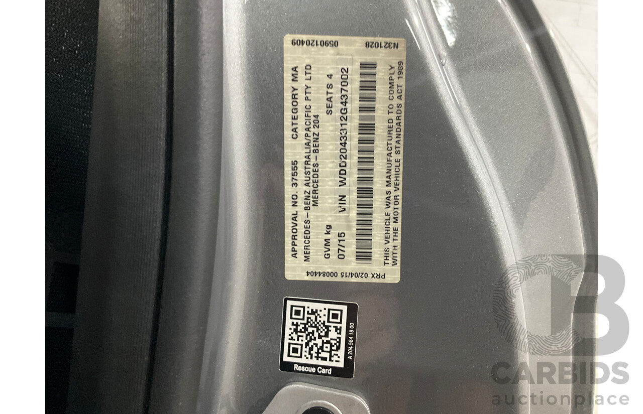 7/2015 Mercedes-Benz C180 W204 MY14 2d Coupe Palladium Silver Metallic Turbo 1.6L