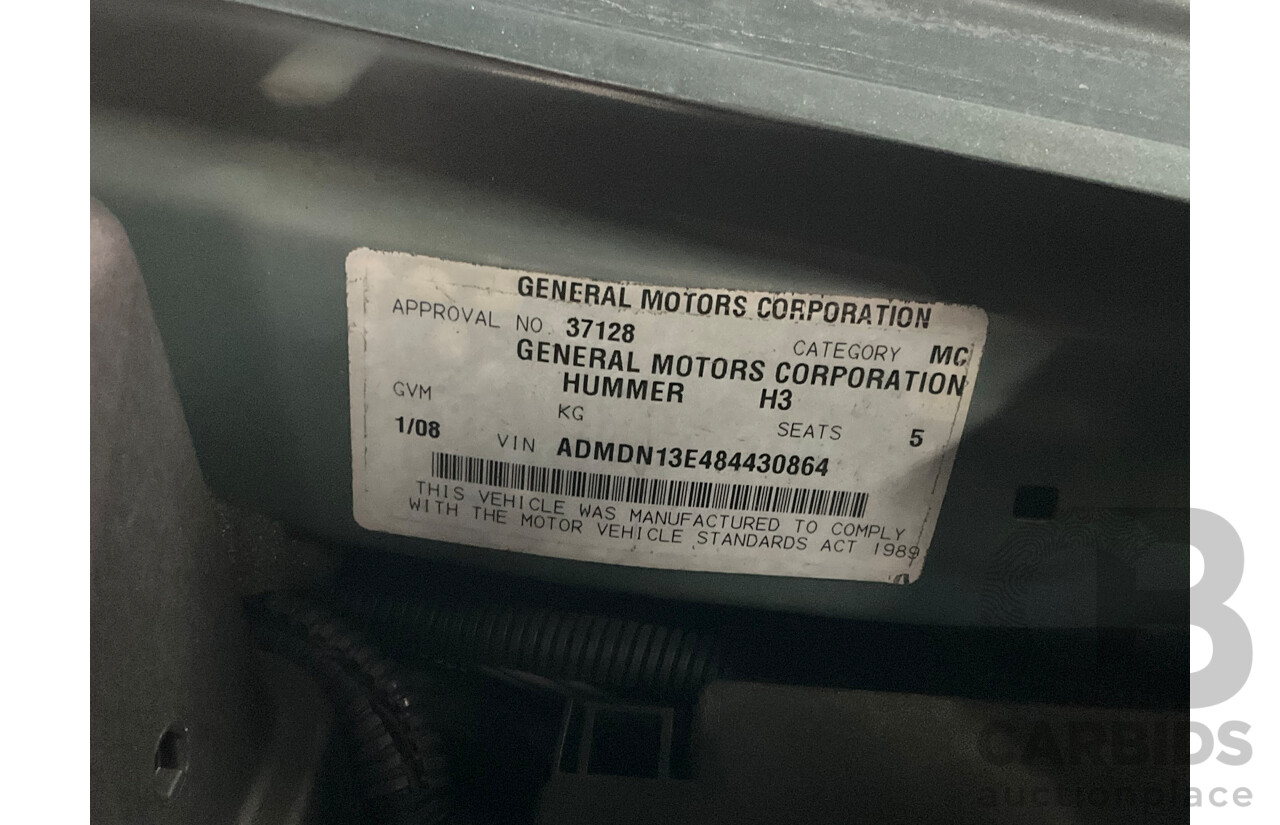 1/2008 Hummer H3 Adventure  4d Wagon Lunar Grey Metallic 3.7L