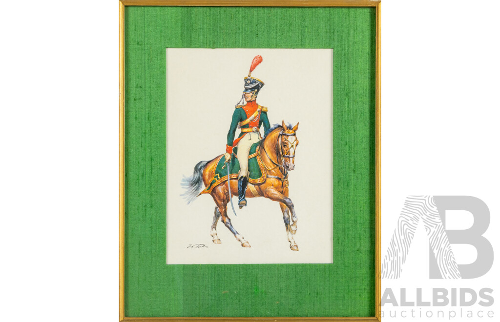 Wolfgang Tritt (20th Century, German, 1913-1983), Prince Albrecht; Horse Artillery (c1810) & First Troop Philadelphia City Cavalry Officer (c1809-15), Vintage Reproduction Lithographs, 38H x 31W cm (frames) (3)