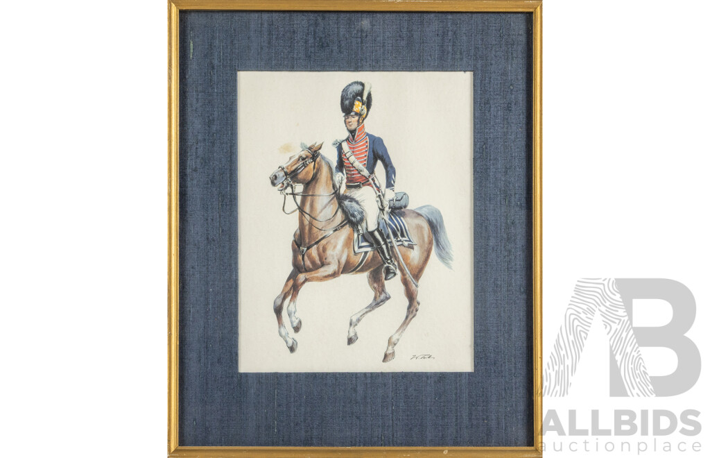 Wolfgang Tritt (20th Century, German, 1913-1983), Prince Albrecht; Horse Artillery (c1810) & First Troop Philadelphia City Cavalry Officer (c1809-15), Vintage Reproduction Lithographs, 38H x 31W cm (frames) (3)