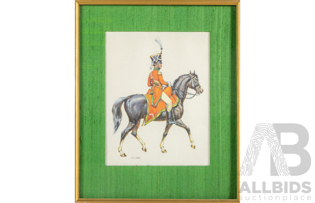 Wolfgang Tritt (20th Century, German, 1913-1983), Prince Albrecht; Horse Artillery (c1810) & First Troop Philadelphia City Cavalry Officer (c1809-15), Vintage Reproduction Lithographs, 38H x 31W cm (frames) (3)