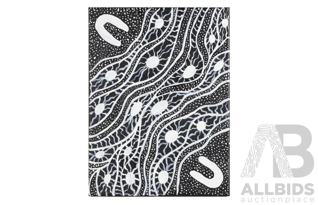 Marlene Plunkett (20th Century, Indigenous-Australian, 1957-), Songlines (2019), Original Acrylic on Canvas, 40H x 30W cm