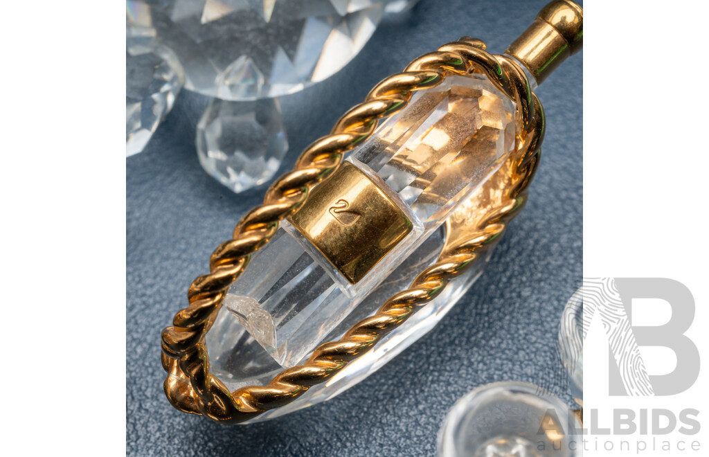Swarovski Crystal Turtle and Other Swarovski Miniatures Including Wine Set