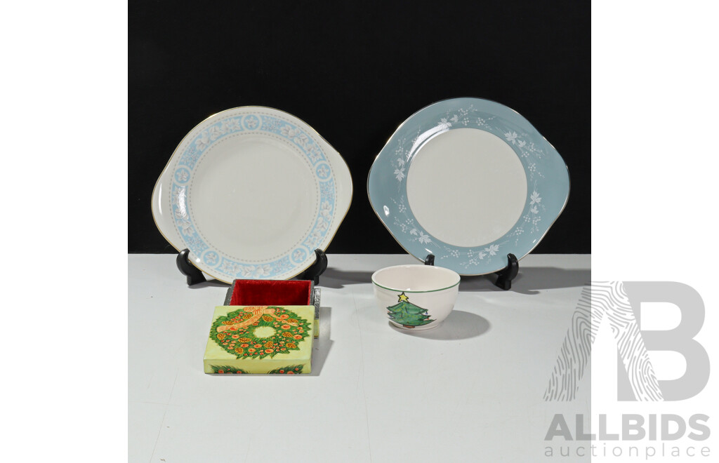 Pair of Lovely Royal Doulton English Translucent China Serving Platters - Reflection & Hampton Court, 23 x 26 cm (2) and More (4)
