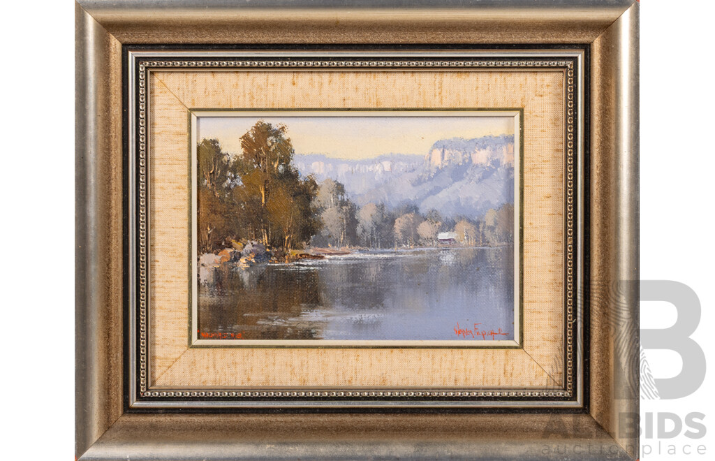 Werner Filipich, (20th Century, Austrian-Born Australian), Hawkesbury River, Cox's River & MacDonald River, Wonderful Trio of Original Vintage Oil on Canvases, 24.5 x 29 cm (slightly largest frame) (3)