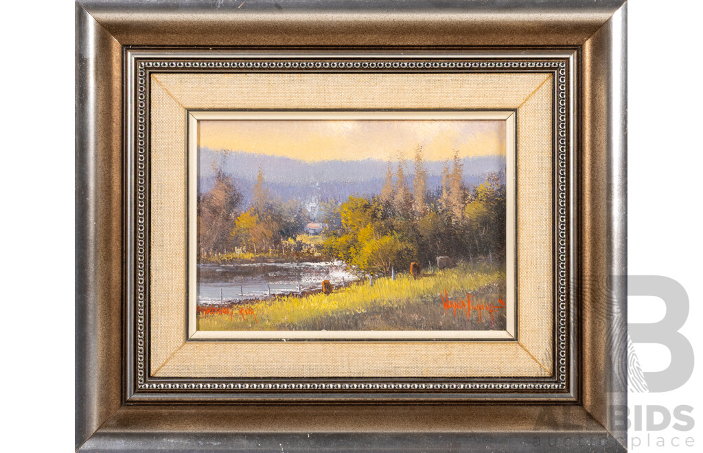 Werner Filipich, (20th Century, Austrian-Born Australian), Hawkesbury River, Cox's River & MacDonald River, Wonderful Trio of Original Vintage Oil on Canvases, 24.5 x 29 cm (slightly largest frame) (3)