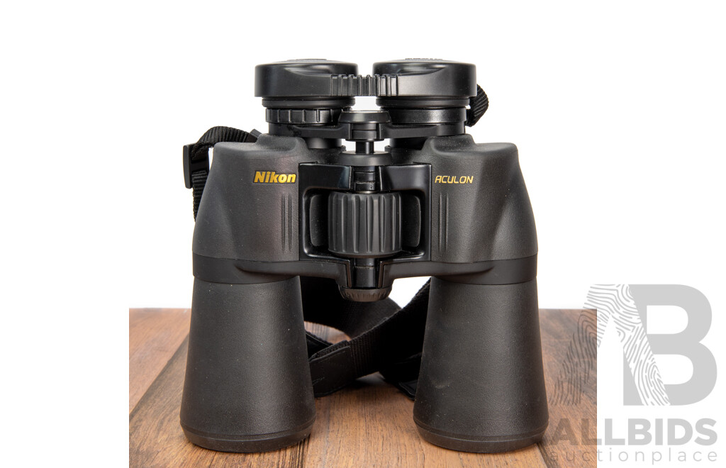 Trio of Binoculars Featuring Kowa 2231 in Fabric Case, Nikon Aculon A211 in Fabric Case & Vintage Bushnell Sportview Wide Angle Insta Focus in Plastic Case, (3)