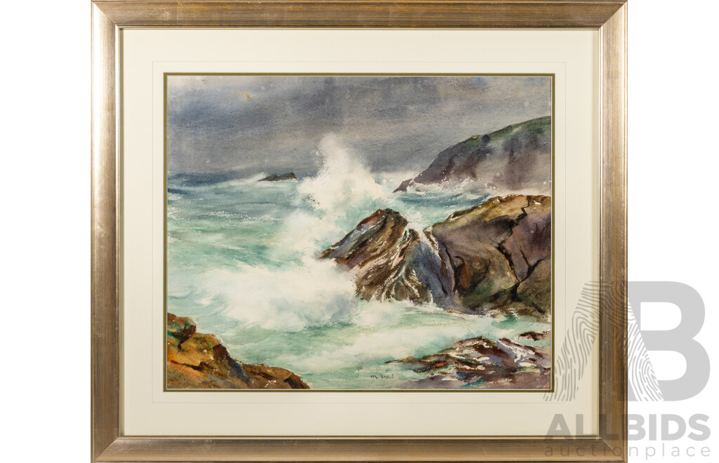 Marjorie Steel, (20th Century, Australian), Kianinny [NSW], (1965), Absolutely Wonderful Vintage Watercolour, 65 x 75 cm (frame)