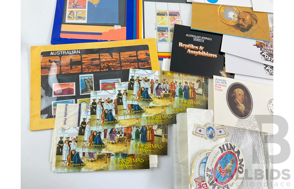 Australian Stamp Packs and First Day Covers Including Selected Issues 1980, Aboriginal Culture Music and Dance, Test Cricket Centenary
