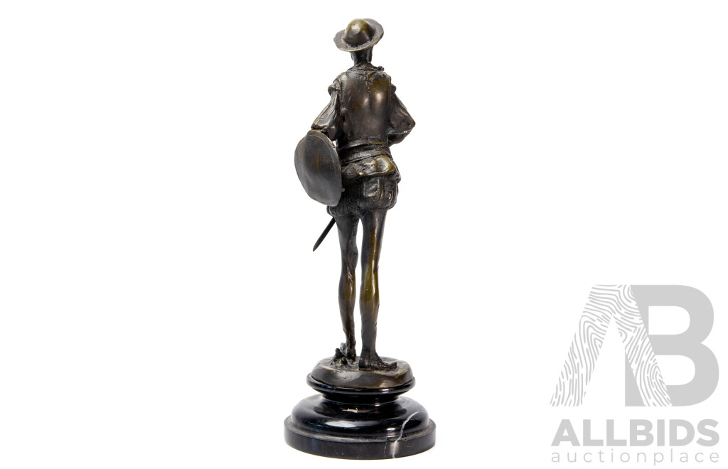 Wonderful Cast Metal and Stone Sculpture of Don Quixote, 36 Cm (approximate height)