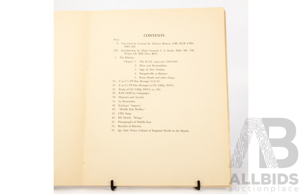 The Corps of Royal Australian Engineers in the Second World War 1939-45 Reference Booklet Alongside Royal Australian Engineers Wooden and Metal Wall Plaque, 17 x 17 cm (plaque) (2)