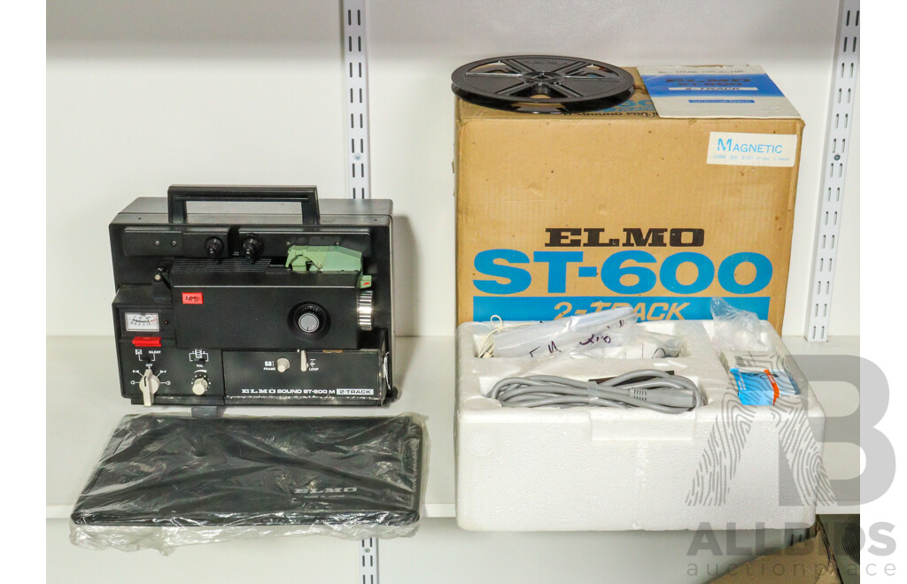 Vintage Elmo ST-600 Two Track 8mm Sound Projector in Original Box and Packaging
