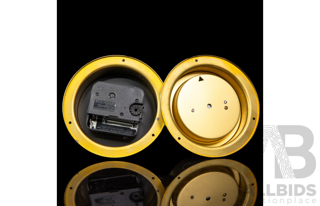 Wonderful German-Made BarigoTempo 683MS Ship's Clock in Polished Brass, Alongside Barigo Tempo Barometer - 11 x 11 cm (approx) (2)