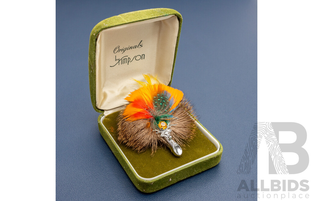 Silver Plated Base Metal Scottish Stag Plume Brooch