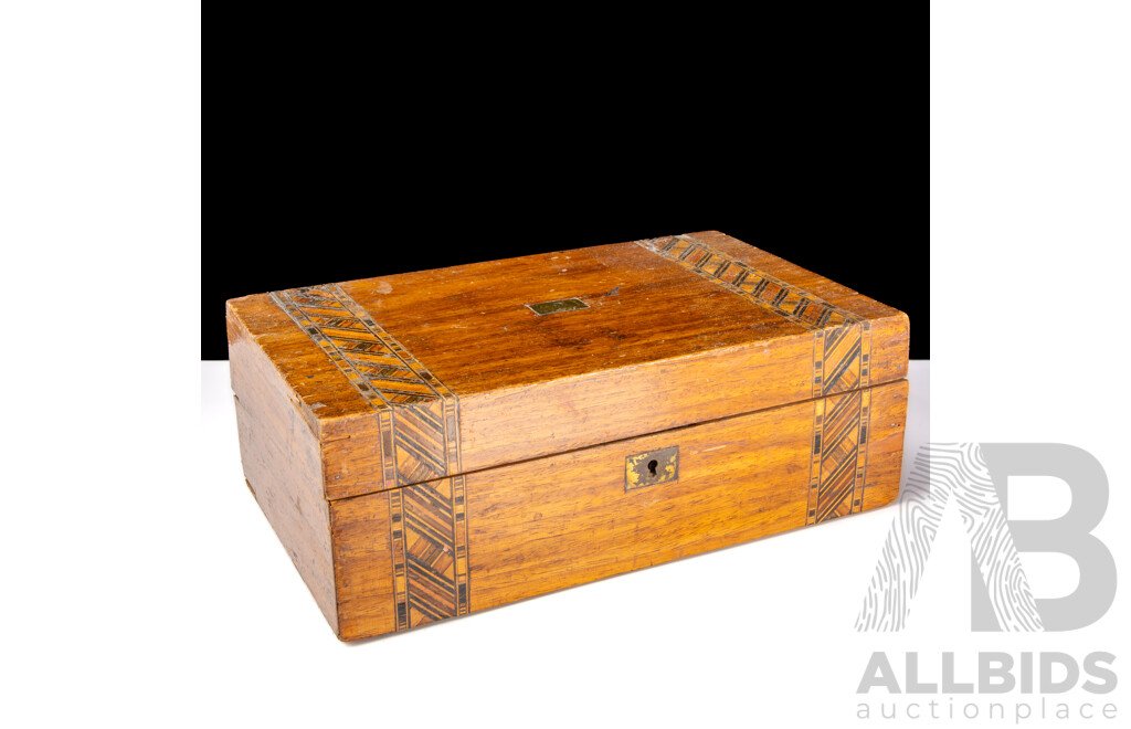 Antique Late Victorian English Tunbridge Ware Document Box