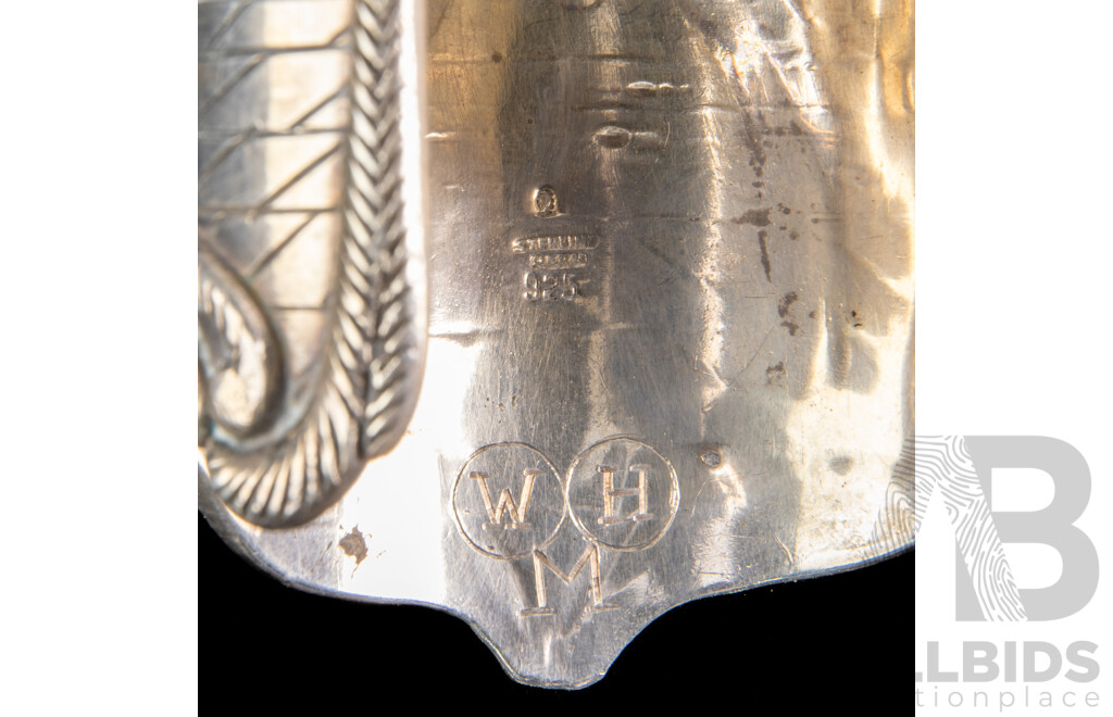 Vintage Sterling Silver Bracelet with Engraved Scene, Weight 205gm