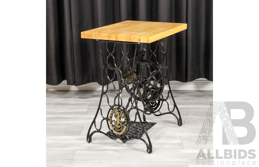 Vintage Singer Treadle Base Table Base with New Top
