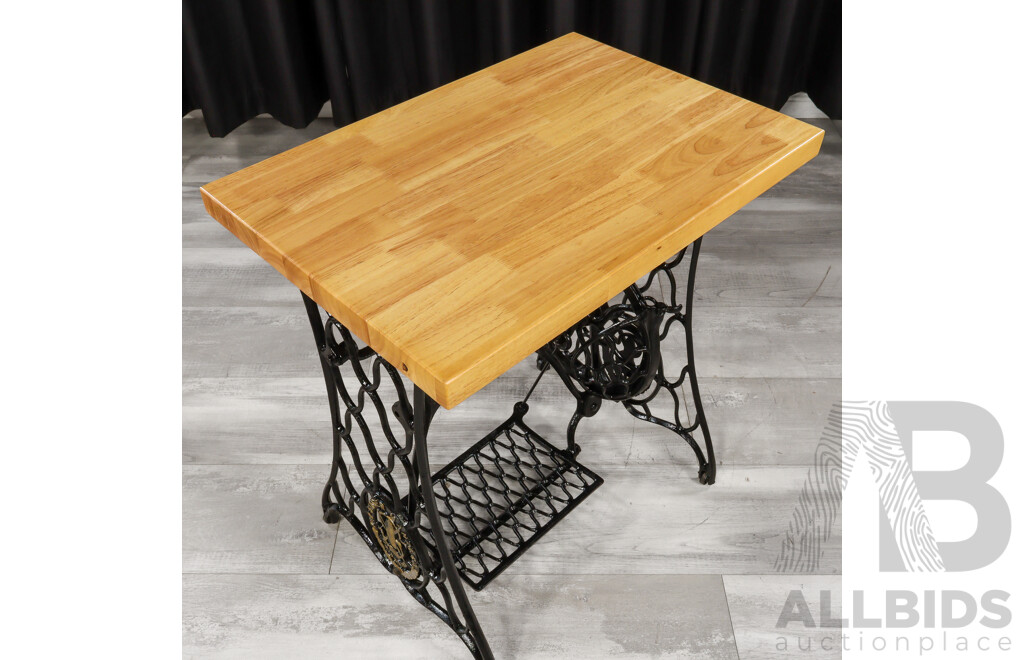 Vintage Singer Treadle Base Table Base with New Top