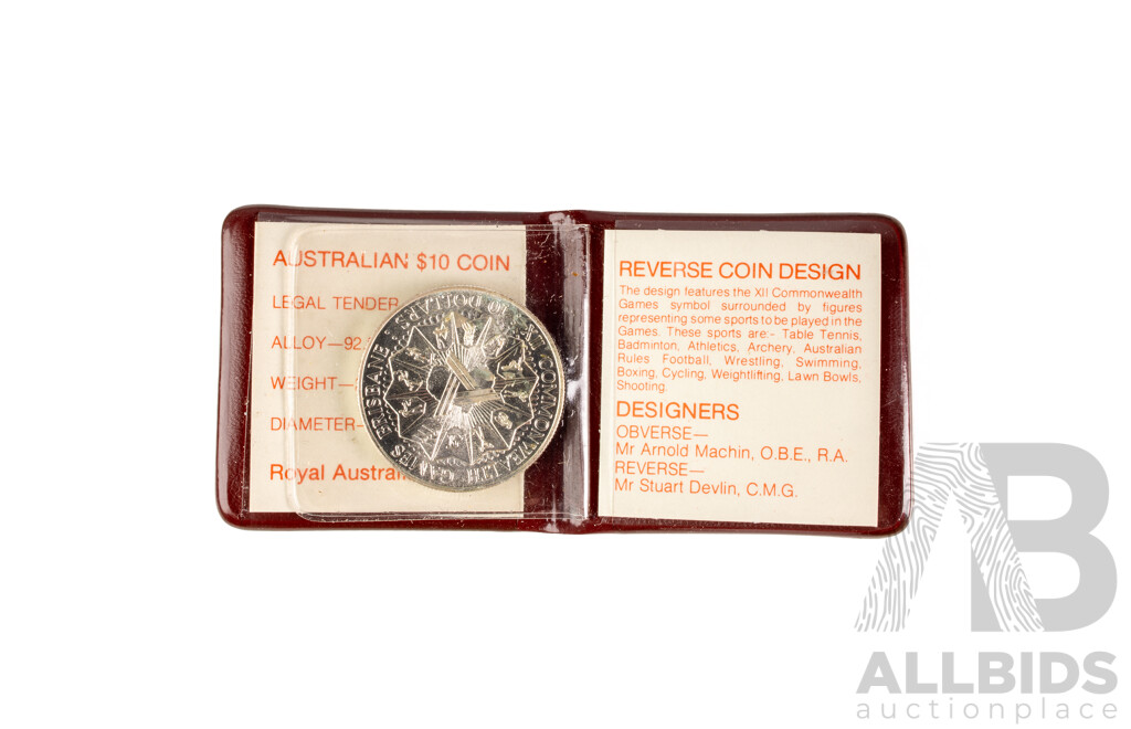 Australian 1982 $10 Sterling Silver Coin. Brisbane Commonwealth Games.